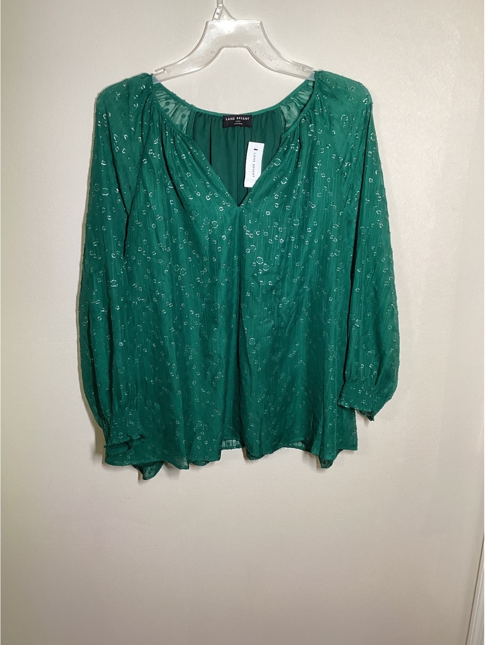 NWT Lane Bryant Green Sequin Embellished Blouse Size 22/24